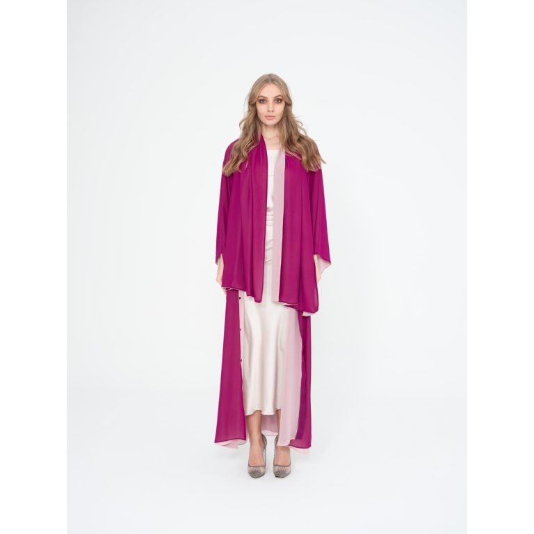 Çift Renkli Abaya (vişneçürüğü-pudra pembe)
