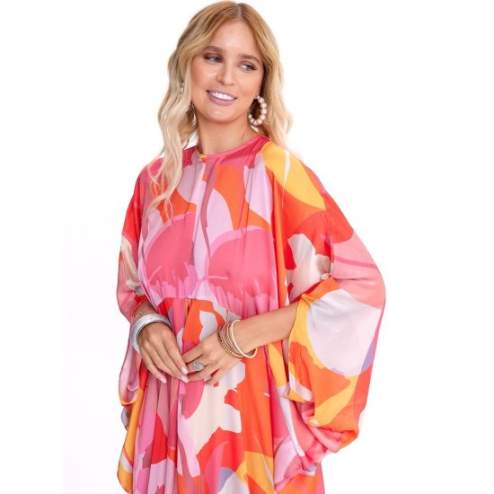 Turuncu Floral Abaya - Görsel 4