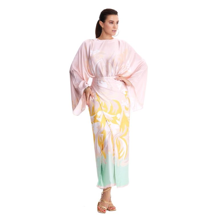 Pudra Kimono İpek Elbise
