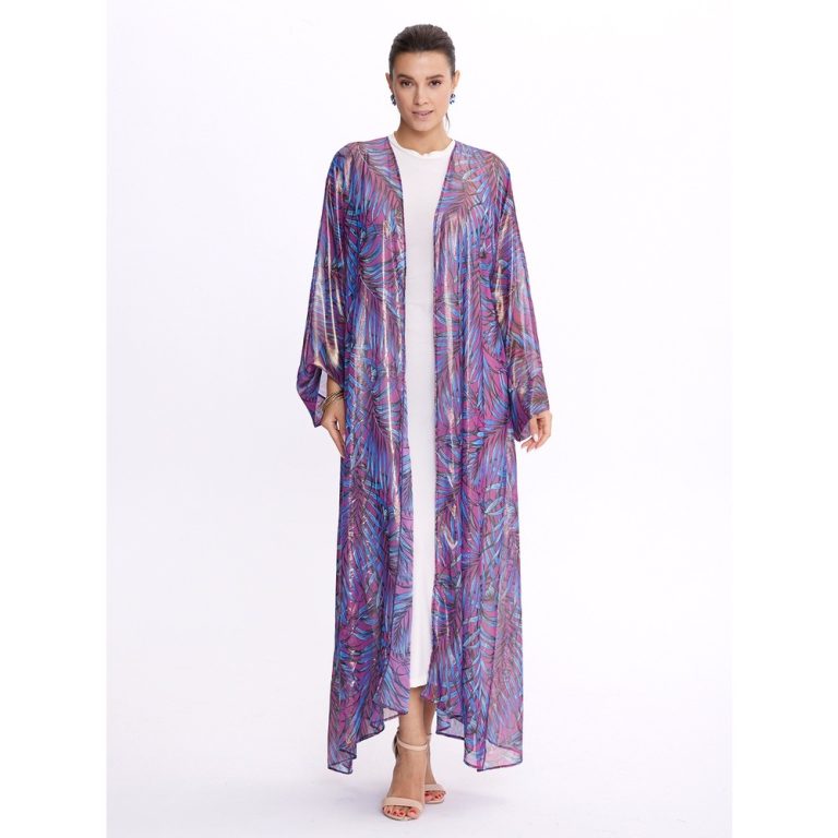 Parlak Kumaş Mor Abaya