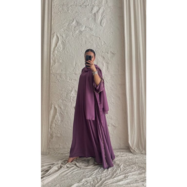 İpek Mor Abaya Takım