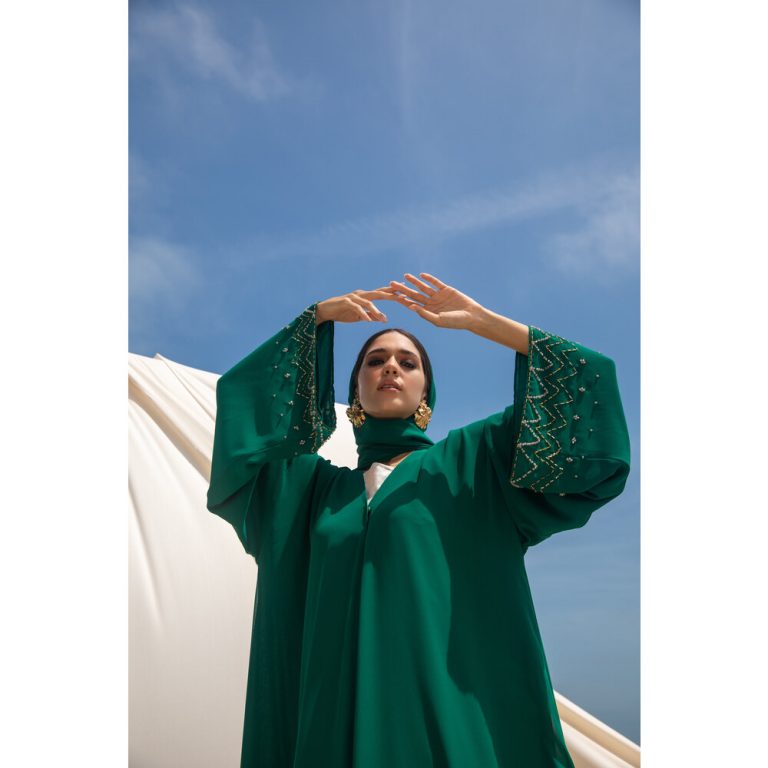 Yeşil El İşlemeli Abaya